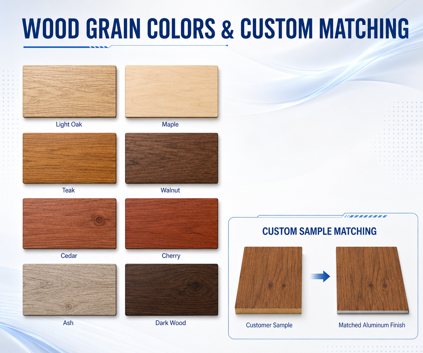 wood grain coated aluminum colors options