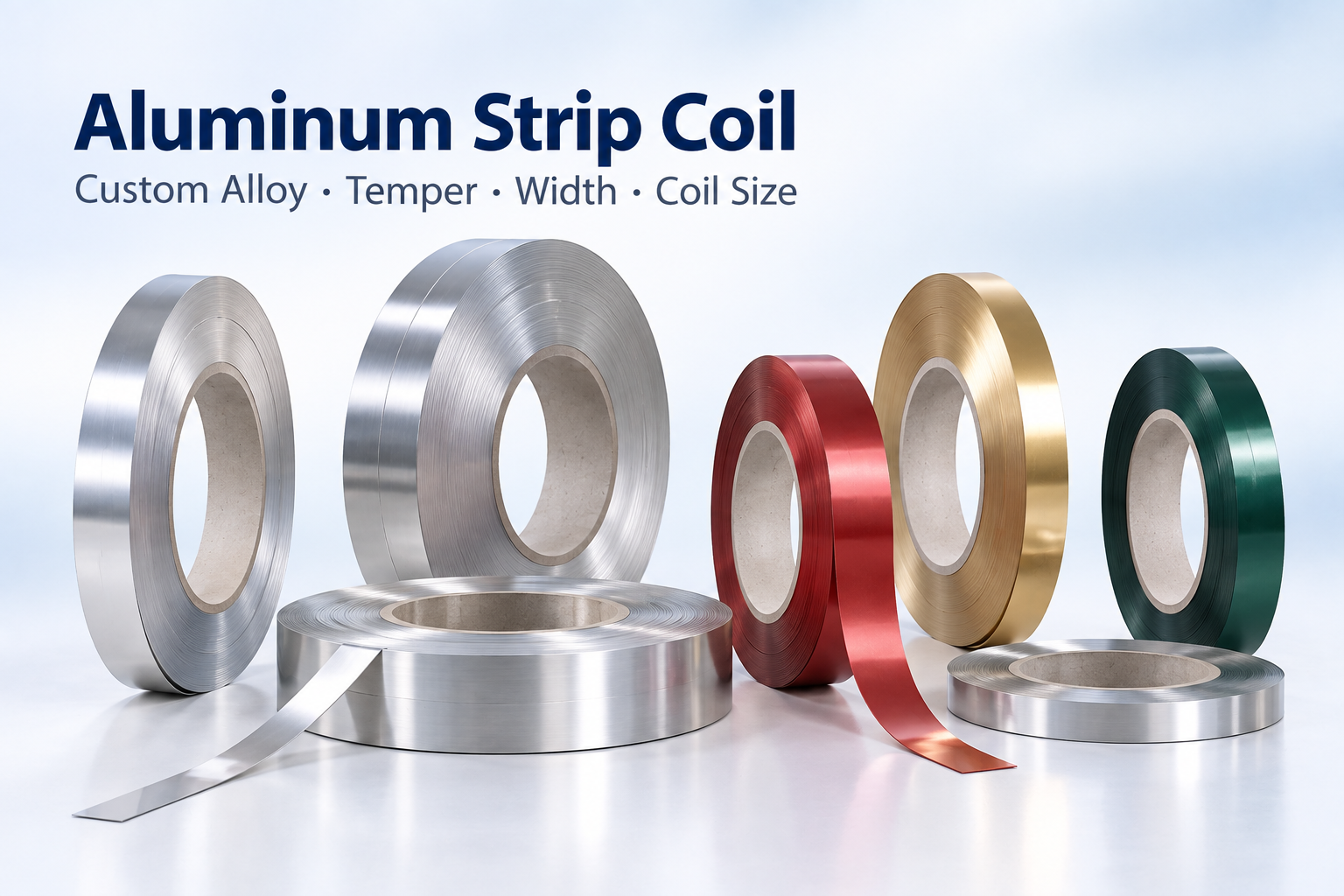 Aluminum Strip Coil – Custom Alloy, Temper and Width Aluminum strip coil in custom widths and coil sizes