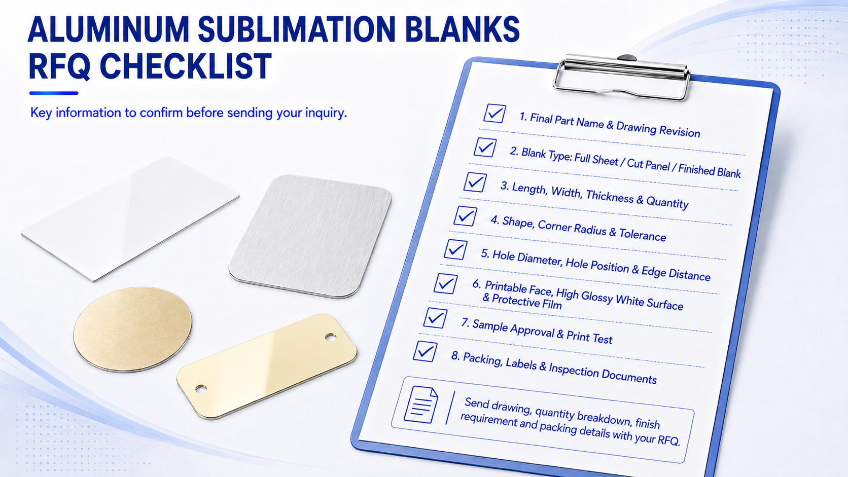 aluminum sublimation blanks buyer RFQ checklist
